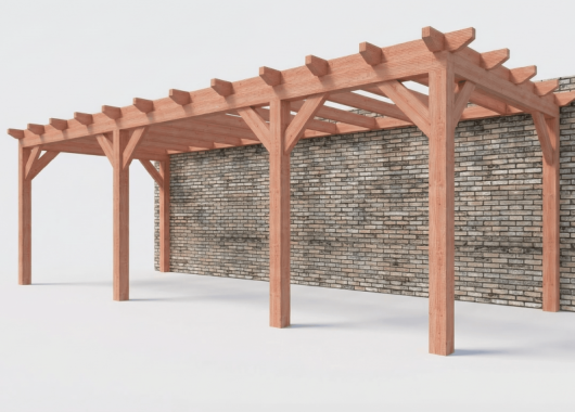 Constructiepakket aanbouwveranda | 8150x3260x2500mm rechts | fijnbezaagd Douglas     CP-10.2019