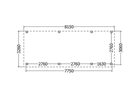 Constructiepakket aanbouwveranda | 8150x3260x2500mm rechts | fijnbezaagd Douglas     CP-10.2019
