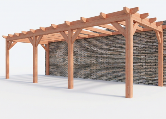 Constructiepakket aanbouwveranda | 8220x3260x2500mm links | fijnbezaagd Douglas     CP-10.2020