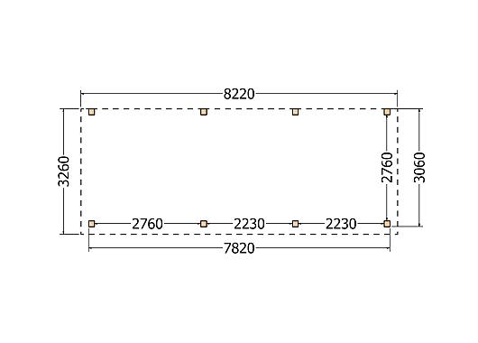Constructiepakket aanbouwveranda | 8220x3260x2500mm links | fijnbezaagd Douglas     CP-10.2020