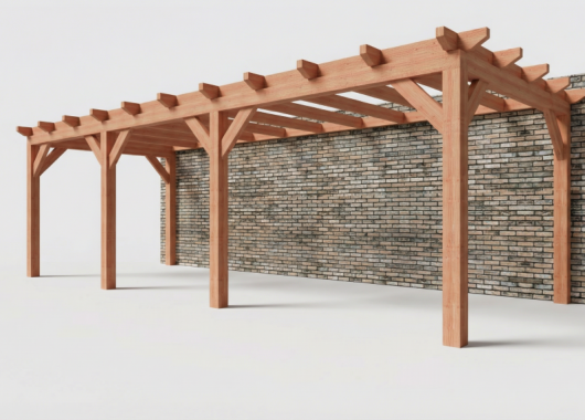 Constructiepakket aanbouwveranda | 8220x3260x2500mm rechts | fijnbezaagd Douglas     CP-10.2021