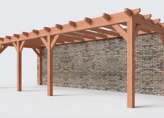 Constructiepakket aanbouwveranda | 8865x3260x2500mm rechts | fijnbezaagd Douglas     CP-10.2023