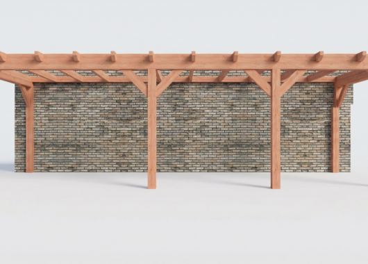 Constructiepakket aanbouwveranda | 8865x3260x2500mm links | fijnbezaagd Douglas     CP-10.2022