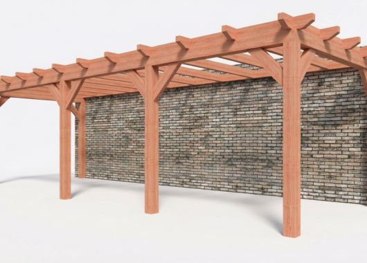 Constructiepakket aanbouwveranda | 8865x3260x2500mm links | fijnbezaagd Douglas     CP-10.2022