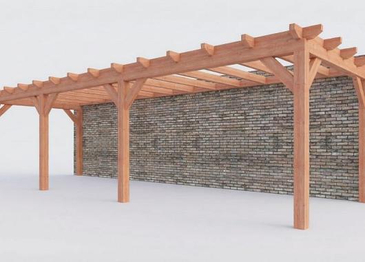 Constructiepakket aanbouwveranda | 9925x3260x2500mm rechts | fijnbezaagd Douglas     CP-10.2026