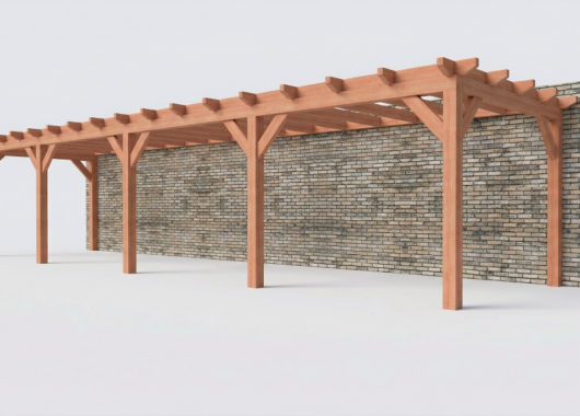 Constructiepakket aanbouwveranda | 12190x3260x2500mm | fijnbezaagd Douglas     CP-10.2028