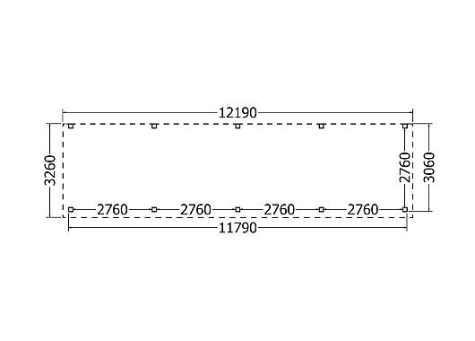 Constructiepakket aanbouwveranda | 12190x3260x2500mm | fijnbezaagd Douglas     CP-10.2028