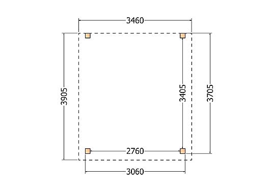 Constructiepakket aanbouwveranda | 3460x3905x2500mm | fijnbezaagd Douglas     CP-10.2050