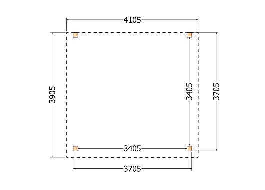 Constructiepakket aanbouwveranda | 4105x3905x2500mm | fijnbezaagd Douglas     CP-10.2051