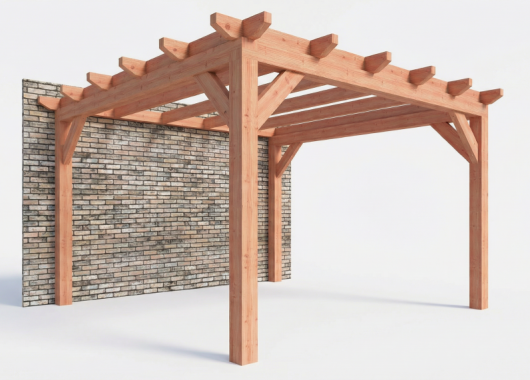 Constructiepakket aanbouwveranda | 4105x3905x2500mm | fijnbezaagd Douglas     CP-10.2051