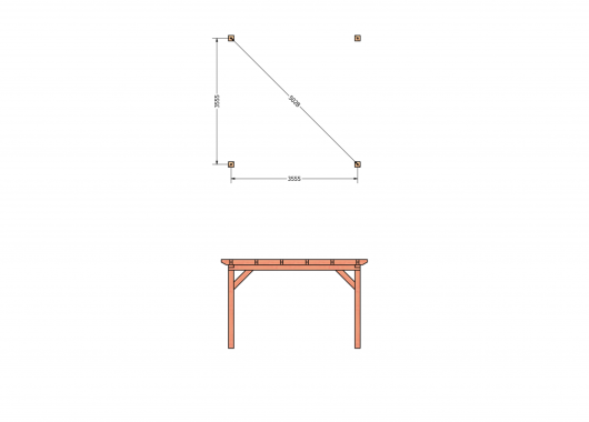 Constructiepakket aanbouwveranda | 4105x3905x2500mm | fijnbezaagd Douglas     CP-10.2051