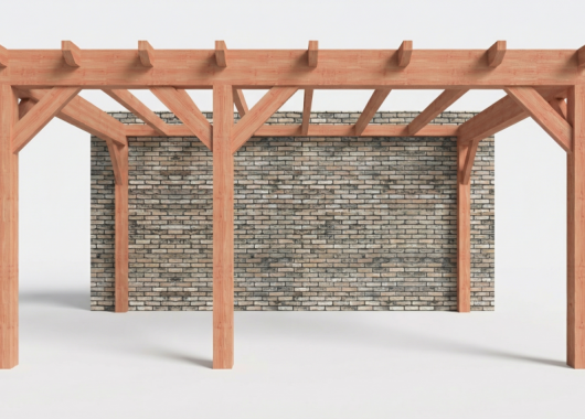 Constructiepakket aanbouwveranda | 5240x3905x2500mm links | fijnbezaagd Douglas     CP-10.2052
