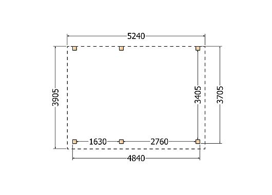 Constructiepakket aanbouwveranda | 5240x3905x2500mm links | fijnbezaagd Douglas     CP-10.2052