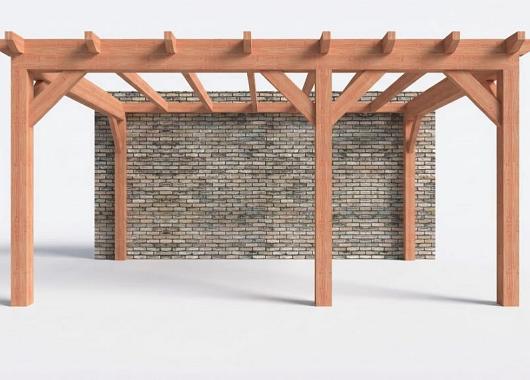Constructiepakket aanbouwveranda | 5240x3905x2500mm rechts | fijnbezaagd Douglas     CP-10.2053