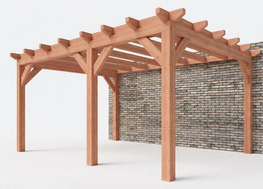 Constructiepakket aanbouwveranda | 5240x3905x2500mm rechts | fijnbezaagd Douglas     CP-10.2053