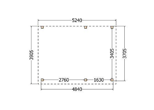 Constructiepakket aanbouwveranda | 5240x3905x2500mm rechts | fijnbezaagd Douglas     CP-10.2053