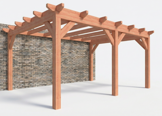 Constructiepakket aanbouwveranda | 5310x3905x2500mm | fijnbezaagd Douglas     CP-10.2054
