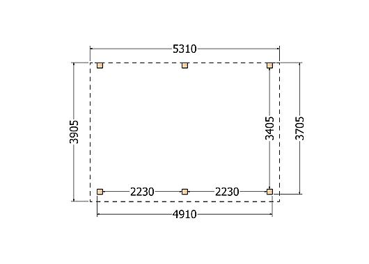 Constructiepakket aanbouwveranda | 5310x3905x2500mm | fijnbezaagd Douglas     CP-10.2054