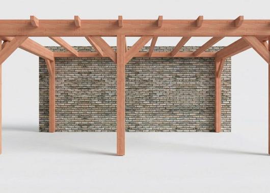 Constructiepakket aanbouwveranda | 5840x3905x2500mm links | fijnbezaagd Douglas     CP-10.2055