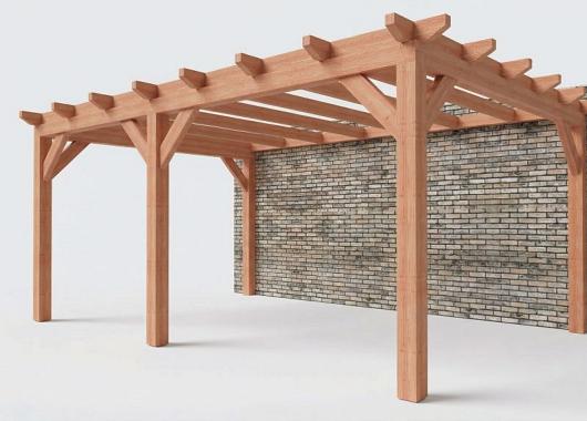 Constructiepakket aanbouwveranda | 5840x3905x2500mm links | fijnbezaagd Douglas     CP-10.2055