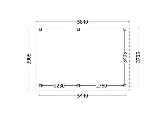 Constructiepakket aanbouwveranda | 5840x3905x2500mm links | fijnbezaagd Douglas     CP-10.2055