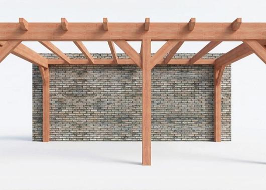 Constructiepakket aanbouwveranda | 5840x3905x2500mm rechts | fijnbezaagd Douglas     CP-10.2056