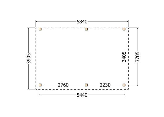 Constructiepakket aanbouwveranda | 5840x3905x2500mm rechts | fijnbezaagd Douglas     CP-10.2056