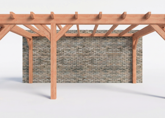 Constructiepakket aanbouwveranda | 5885x3905x2500mm links | fijnbezaagd Douglas     CP-10.2057