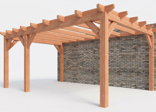 Constructiepakket aanbouwveranda | 5885x3905x2500mm links | fijnbezaagd Douglas     CP-10.2057