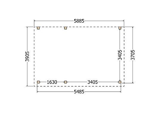 Constructiepakket aanbouwveranda | 5885x3905x2500mm links | fijnbezaagd Douglas     CP-10.2057