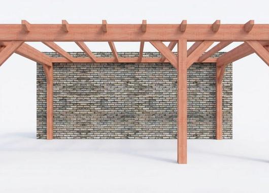 Constructiepakket aanbouwveranda | 5885x3905x2500mm rechts | fijnbezaagd Douglas     CP-10.2058