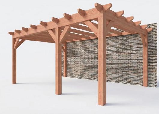 Constructiepakket aanbouwveranda | 5885x3905x2500mm rechts | fijnbezaagd Douglas     CP-10.2058
