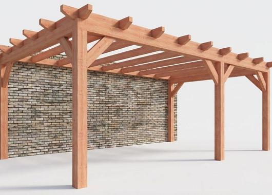 Constructiepakket aanbouwveranda | 6370x3905x2500mm | fijnbezaagd Douglas     CP-10.2059