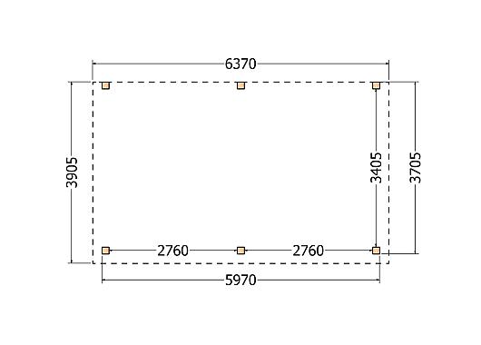 Constructiepakket aanbouwveranda | 6370x3905x2500mm | fijnbezaagd Douglas     CP-10.2059