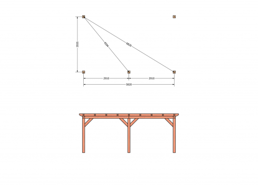 Constructiepakket aanbouwveranda | 6370x3905x2500mm | fijnbezaagd Douglas     CP-10.2059