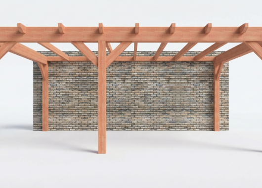 Constructiepakket aanbouwveranda | 6485x3905x2500mm links | fijnbezaagd Douglas     CP-10.2060