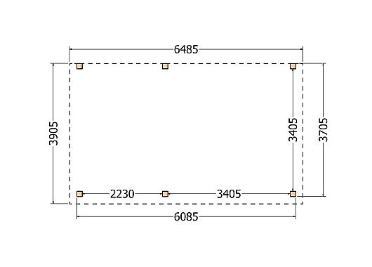 Constructiepakket aanbouwveranda | 6485x3905x2500mm links | fijnbezaagd Douglas     CP-10.2060