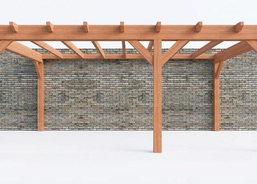 Constructiepakket aanbouwveranda | 6485x3905x2500mm rechts | fijnbezaagd Douglas     CP-10.2061