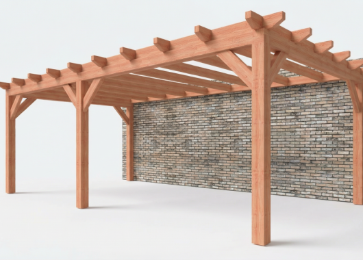 Constructiepakket aanbouwveranda | 7015x3905x2500mm links | fijnbezaagd Douglas     CP-10.2062