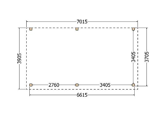 Constructiepakket aanbouwveranda | 7015x3905x2500mm links | fijnbezaagd Douglas     CP-10.2062