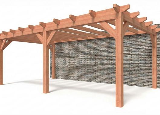 Constructiepakket aanbouwveranda | 7015x3905x2500mm rechts | fijnbezaagd Douglas     CP-10.2063