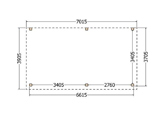 Constructiepakket aanbouwveranda | 7015x3905x2500mm rechts | fijnbezaagd Douglas     CP-10.2063