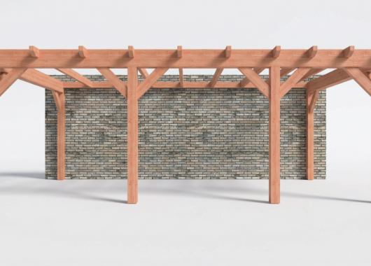 Constructiepakket aanbouwveranda | 7090x3905x2500mm links | fijnbezaagd Douglas     CP-10.2064
