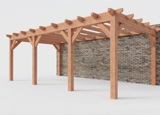 Constructiepakket aanbouwveranda | 7090x3905x2500mm links | fijnbezaagd Douglas     CP-10.2064