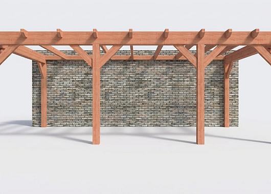 Constructiepakket aanbouwveranda | 7090x3905x2500mm rechts | fijnbezaagd Douglas     CP-10.2065