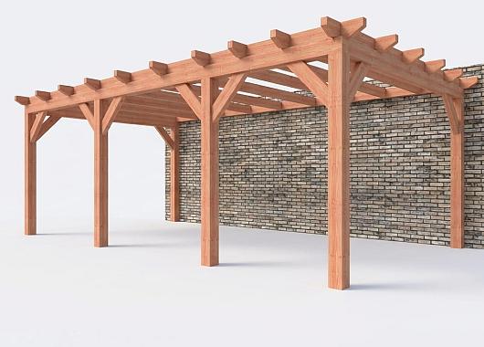 Constructiepakket aanbouwveranda | 7090x3905x2500mm rechts | fijnbezaagd Douglas     CP-10.2065