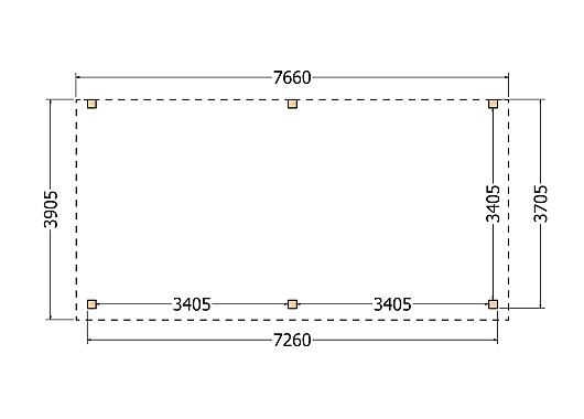 Constructiepakket aanbouwveranda | 7660x3905x2500mm | fijnbezaagd Douglas     CP-10.2066