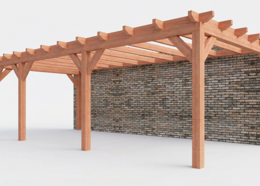 Constructiepakket aanbouwveranda | 8150x3905x2500mm links | fijnbezaagd Douglas     CP-10.2068