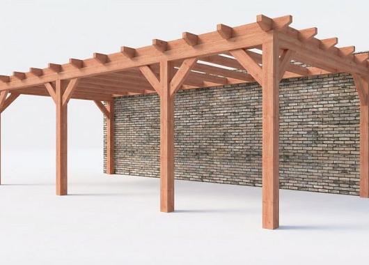 Constructiepakket aanbouwveranda | 8150x3905x2500mm rechts | fijnbezaagd Douglas     CP-10.2069