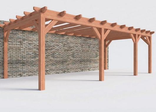 Constructiepakket aanbouwveranda | 8150x3905x2500mm rechts | fijnbezaagd Douglas     CP-10.2069
